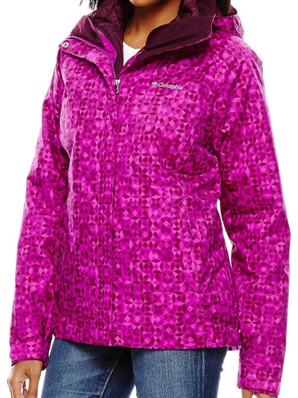 Columbia Interchange 3 in 1 Winter Ski Jacket Bright Plum Omniheat EUC S